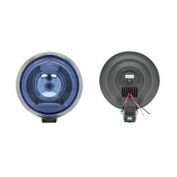 HALOGENKA DALJINKA FI225 S DIODNIM PRSTENOM (2x LED 1W) KROM 12/24V (žarulja H1) - PLAVO STAKLO