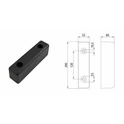 ODBOJNA GUMA 200x52x60mm, razmak između rupa 120mm, VIJCI M10