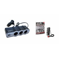 ADAPTER ZA TROSTRUKI UPALJAČ + USB PORT 12/24V