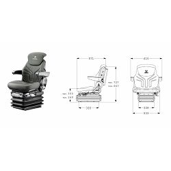 UNIVERZALNO TRAKTORSKO ZRAČNO SJEDALO 12V, MSG95G/721, (SA NASLONOM I RUKOHVATIMA) - GRAMMER