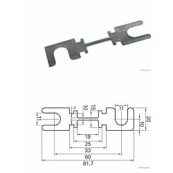 OSIGURAČ PODIZNE RAMPE LIMENI 100A, NAPON DO 48V, RAZMAK SVORNJAKA 60mm, fi svornjaka 11mm