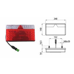 ŠTOP LAMPA MultiLED II, 12/24 V, DESNA, kabel 0,5m, 5-polni bajonet, s trokutastim reflektorom, s RFS-om, bez maglenke - ASPOCK