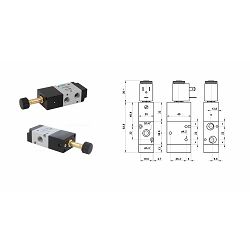 PNEUMATSKI VENTIL 322ME, 3/2NC, G 1/4"  - AZ PNEUMATICA