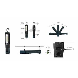 RADNA LAMPA RUČNA CROP FUTURE, 4W COB LED + 4W SMD LED, 500lm, 2600mAh, LIIon, IK07/IP54, SVJETILJKA/BATERIJA - LENA
