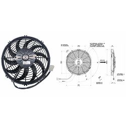 AKSIJALNI VENTILATOR 12V, promjer:280mm, učinkovitost:1430m3/min., usisavanje - SPAL