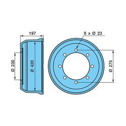BUBANJ BPW, 8 RUPA, FI-420x120 / 197 / 230 / 8 x O 23 / 275 - OE