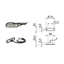 POZICIJSKO SVIJETLO L=D, POSIPOINT II; Bijela; LED; H-24,3; W-81,4; DEPTH 20, RAZMAK RUPA 57,5mm, KABEL 500mm, 12/24V