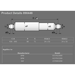 AMORTIZER PRIKOLICA BPW/SAF 430-695 O/O 24 x 55 24 x 55 