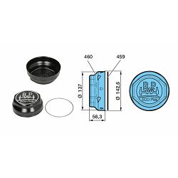 POKLOPAC GLAVČINE BPW ECO PLUS 2, M126x3 - H-57mm, vanjski fi-142mm - BPW