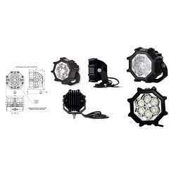 RADNA LAMPA 107X107 DIODNA 6XLED, 20W, 12-24V, 1800LM, IP68